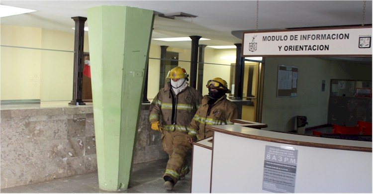 Simulacro de incendio en Ingresos del H Ayuntamiento