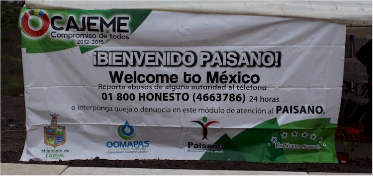 Operativo: "Bienvenido Paisano 2013". Manta con información para los paisanos