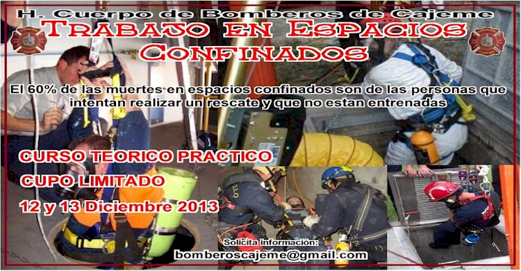 Invitación a participar en el curso Teorico Práctico sobre Espacios Confinados el 12 y 13 de Diciembre del 2013